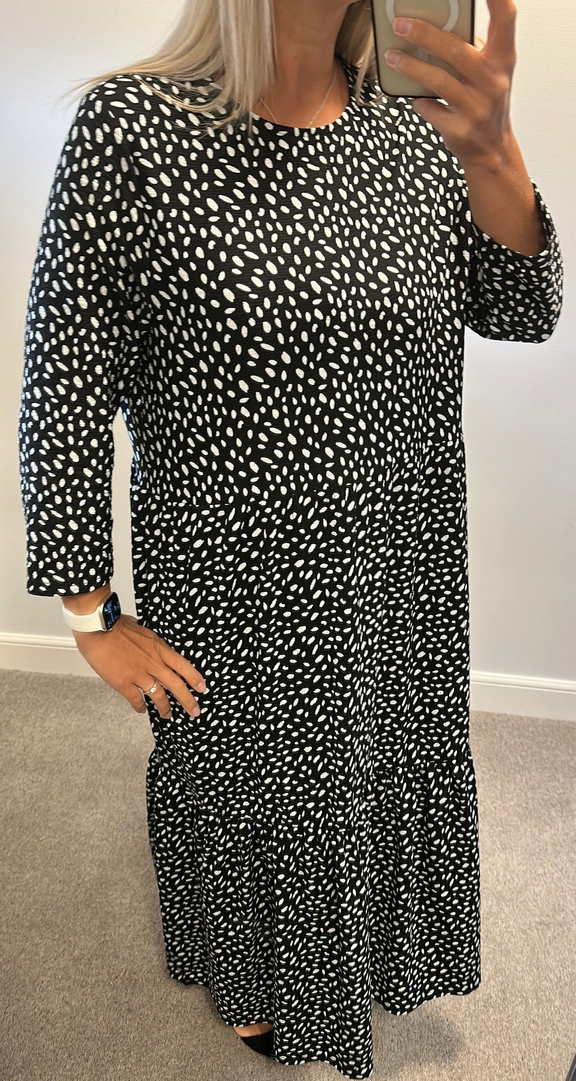 River island Black and white polka dot dress size 16