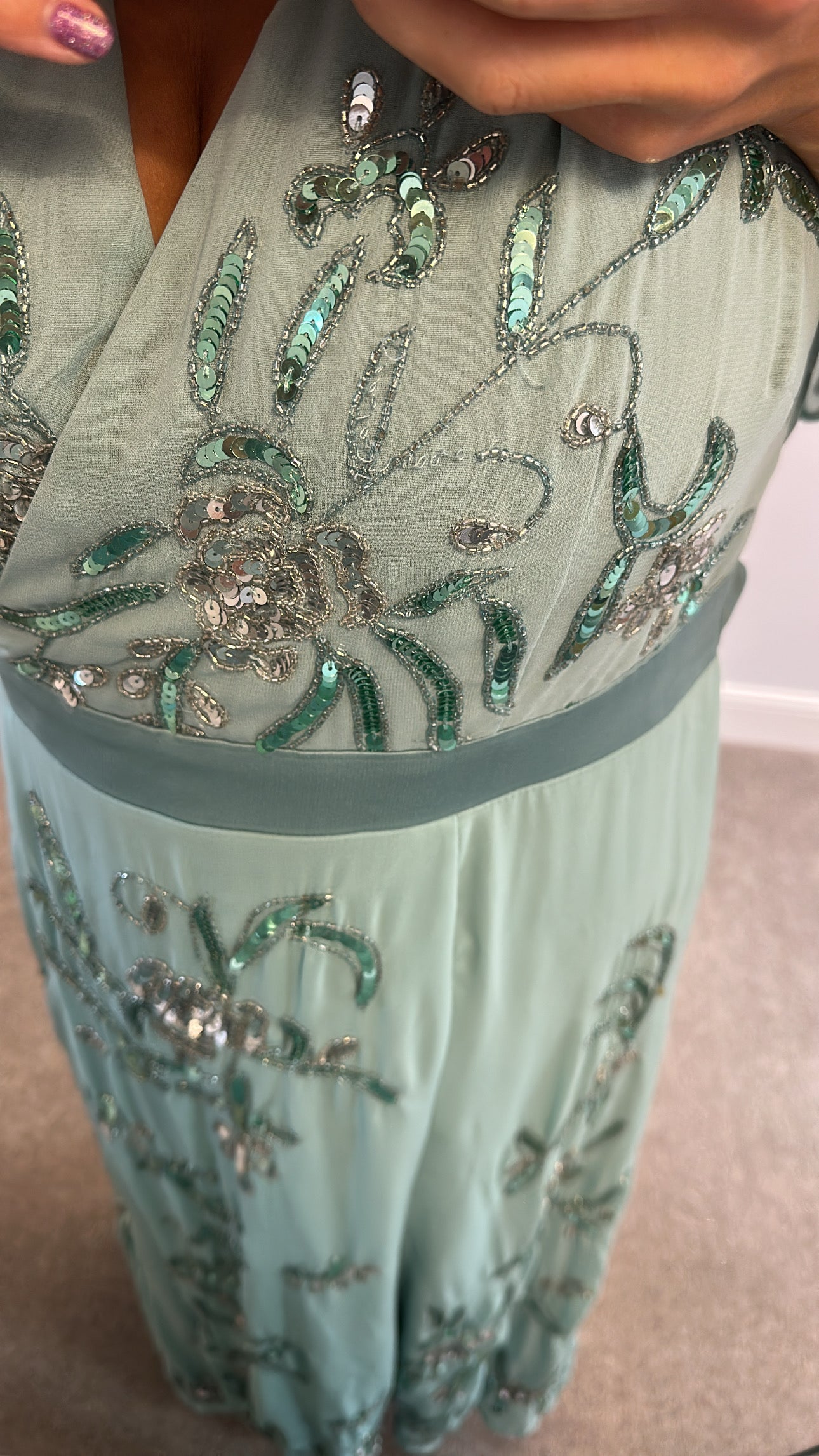 Joanna Hope Mint green sequin dress size 12