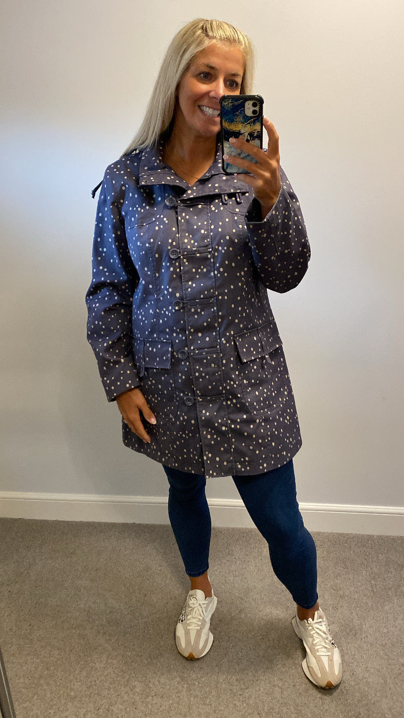 White stuff blue polka dot jacket (detachable hood) size 16