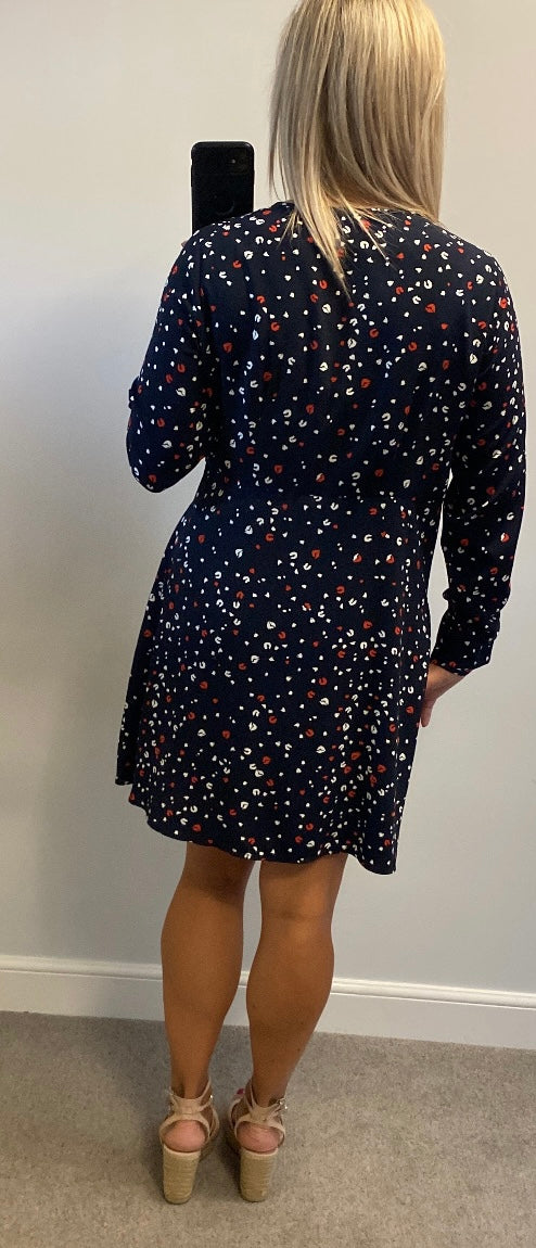 Dorothy Perkins navy print dress size 14 brand new with tags