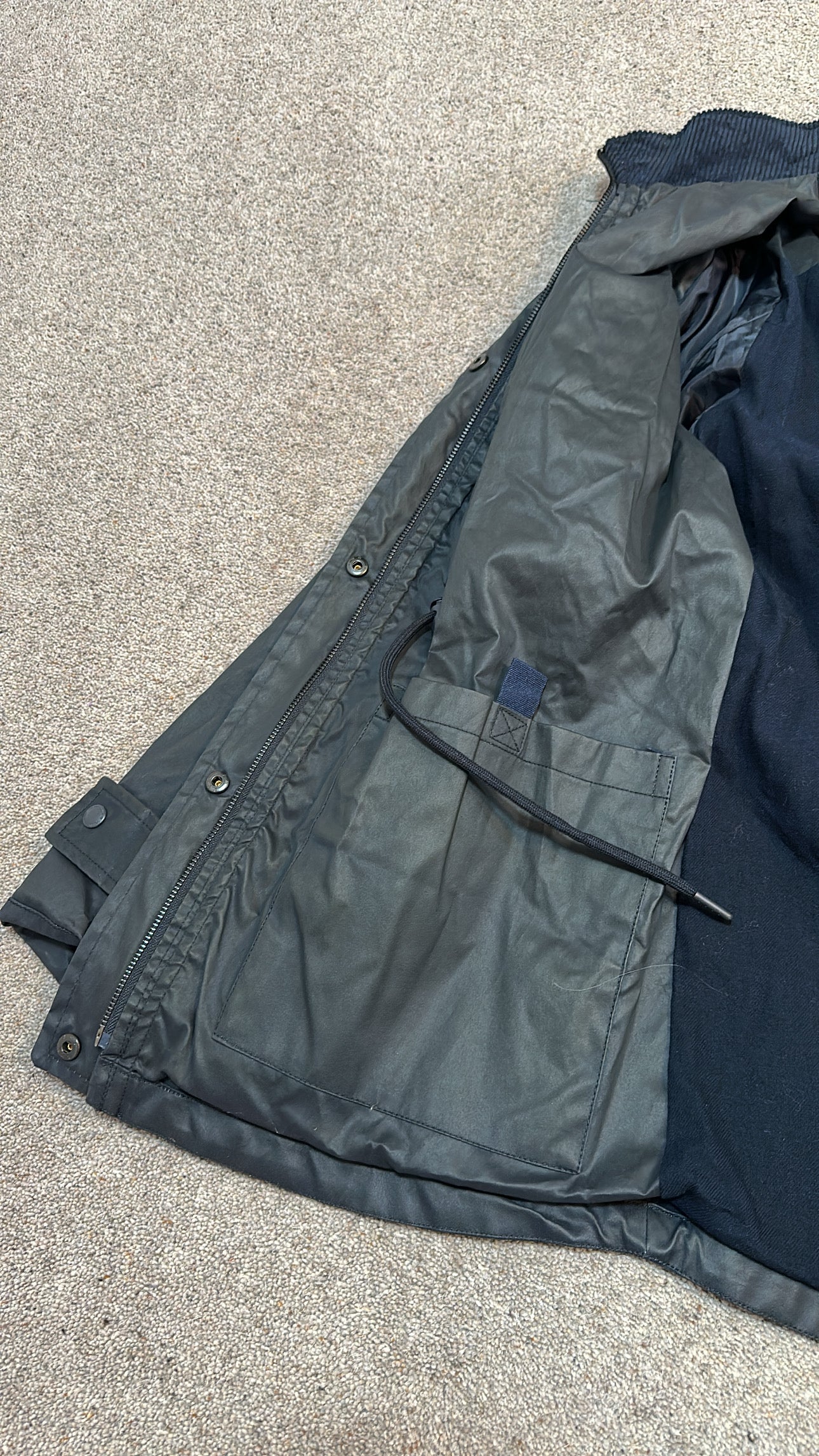 White stuff navy jacket with pack away hood size 12