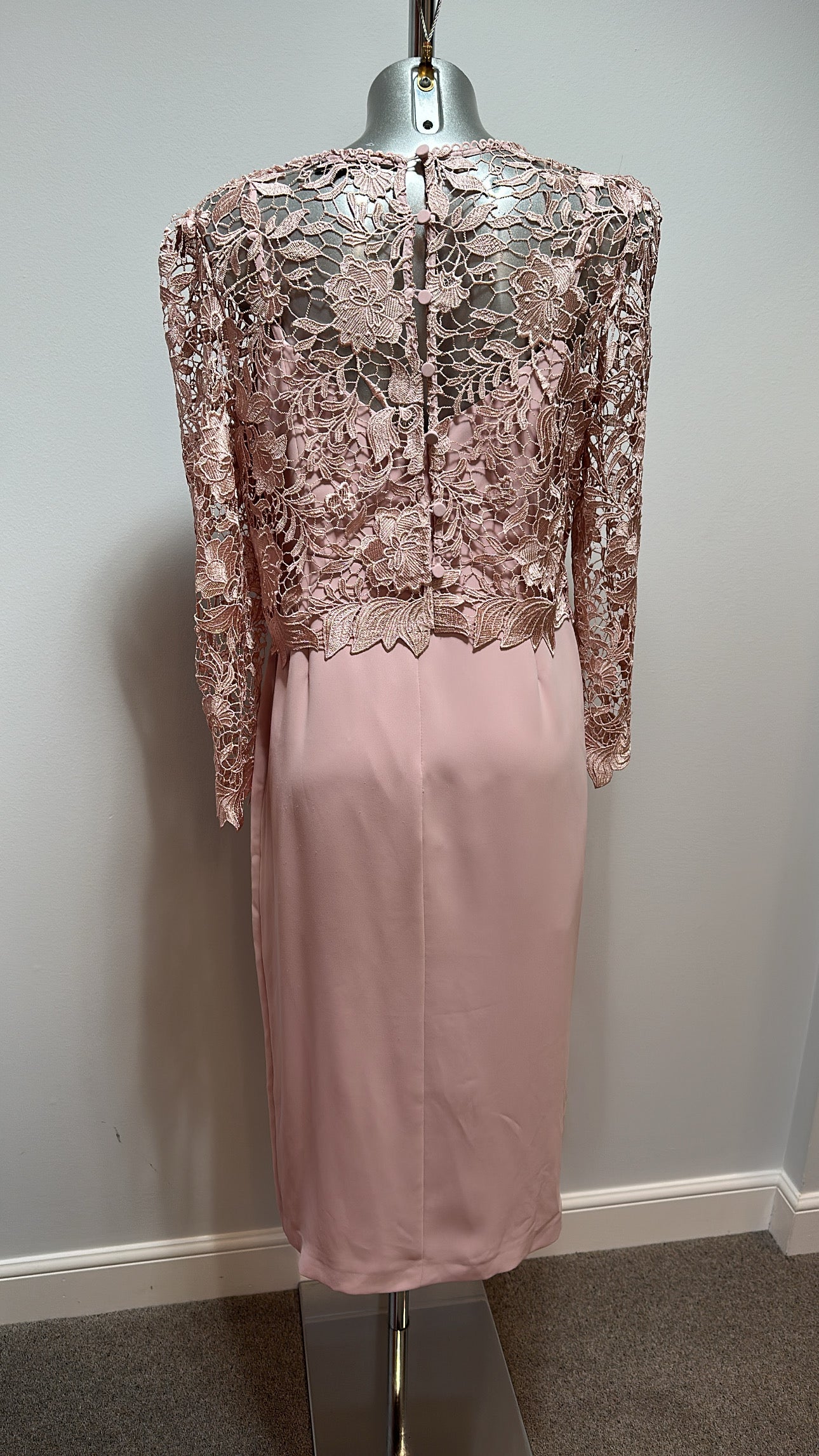 Phase eight rose pink dress with lace top size 12