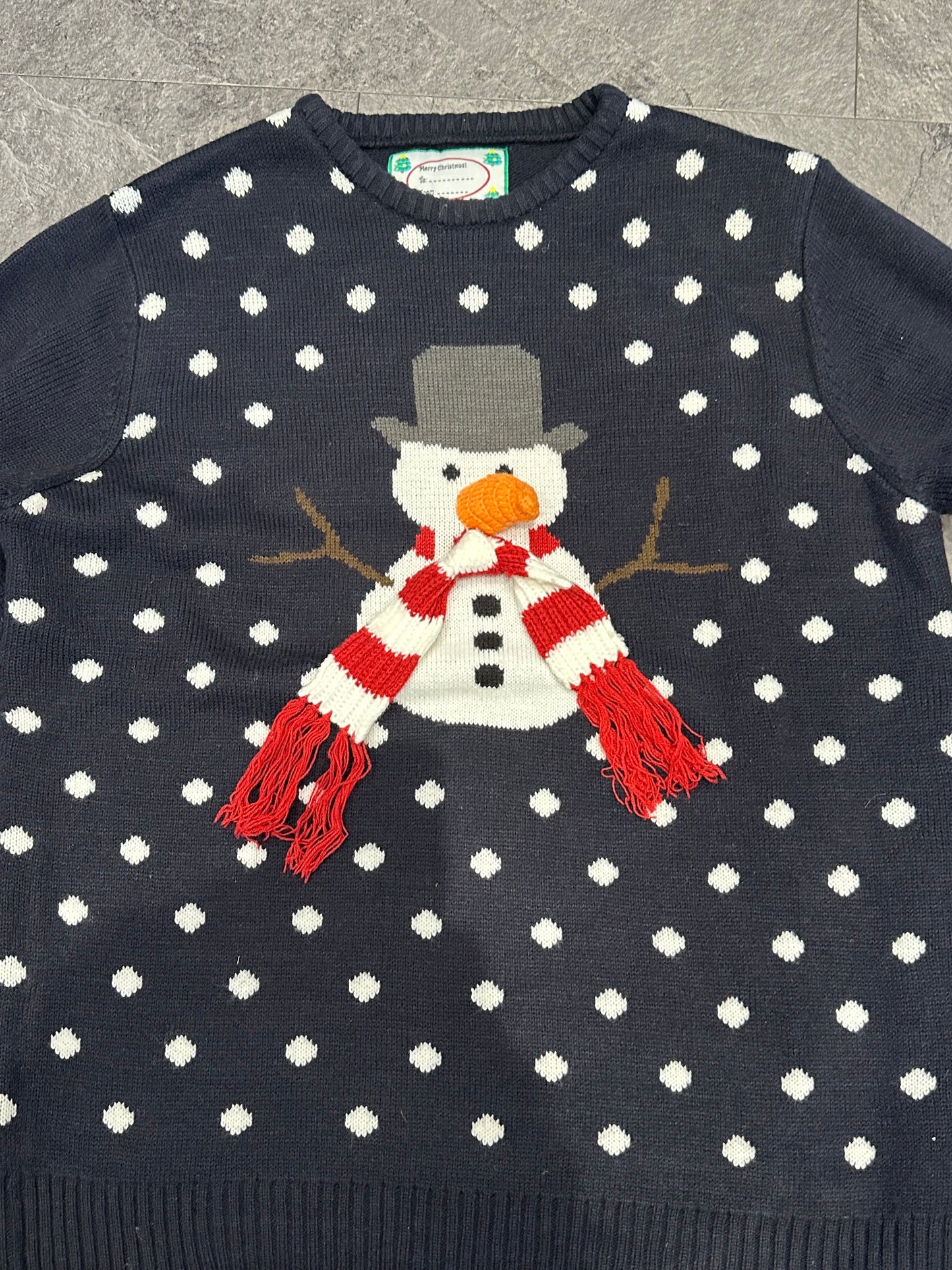 Unisex navy knitted snowman Christmas jumper size XL