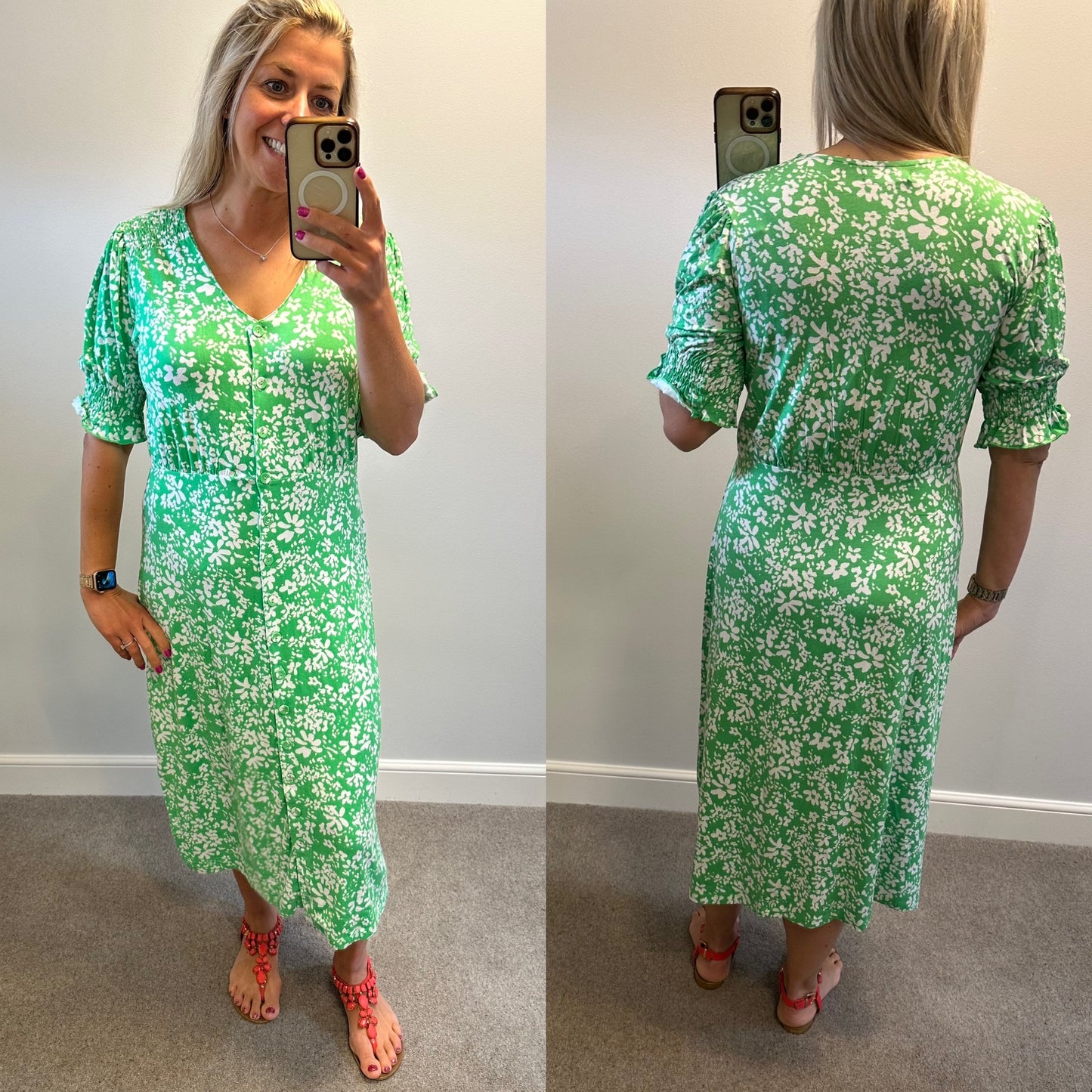 French connection green print dress size 12 brand new with tags