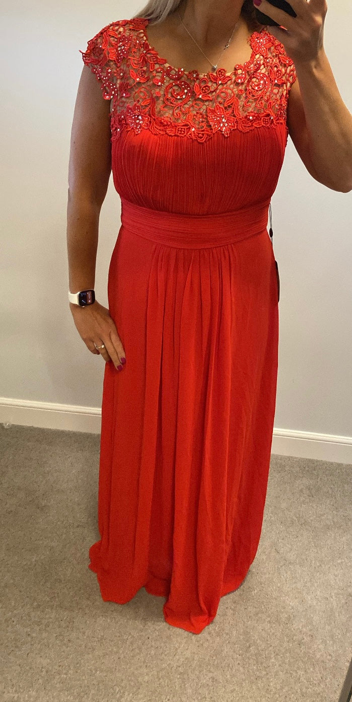 Ever pretty red evening dress size 16 (small more suited to size 14) brand new with tags