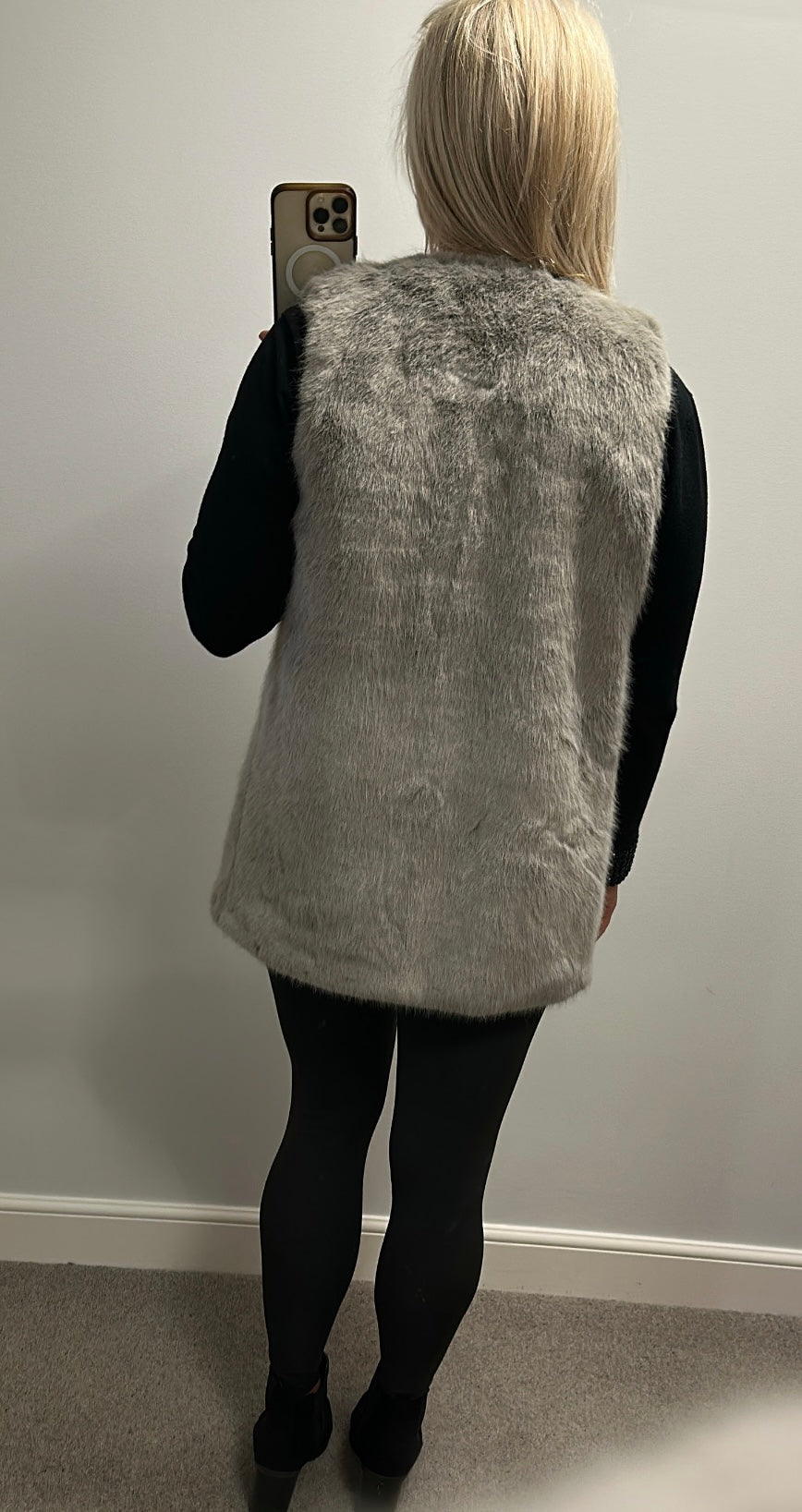 New look grey faux fur gilet