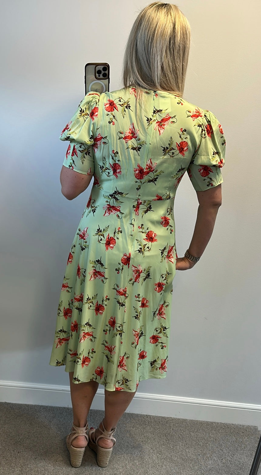 LK Bennett mint green floral dress size 12