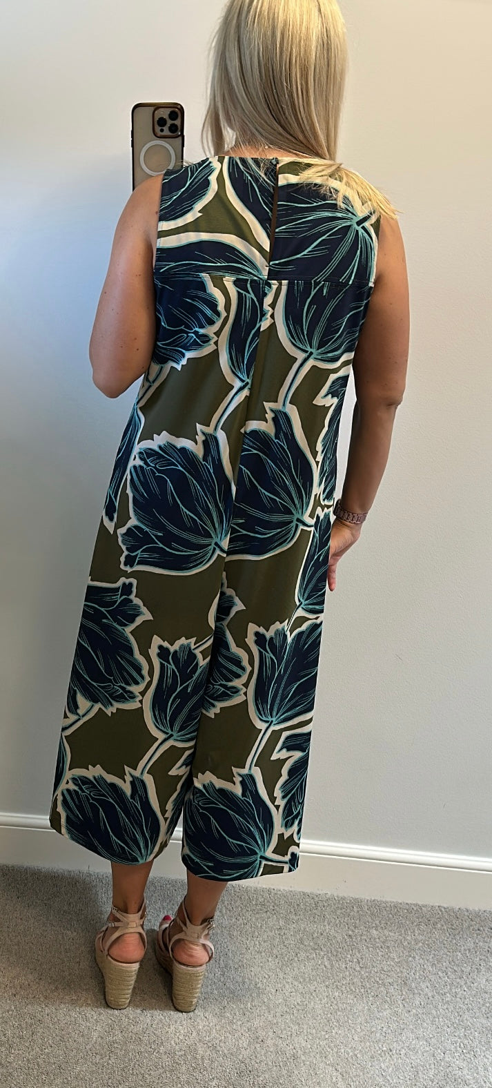 Next khaki green and navy jumpsuit size 14
