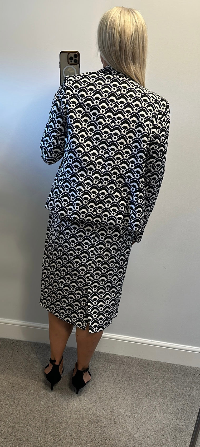 Next black and purple embellished print dress and jacket set size 16 tall