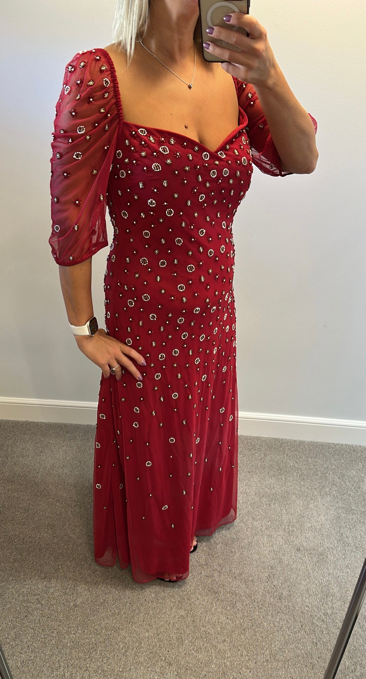 Raishma dark red embellished dress size 12