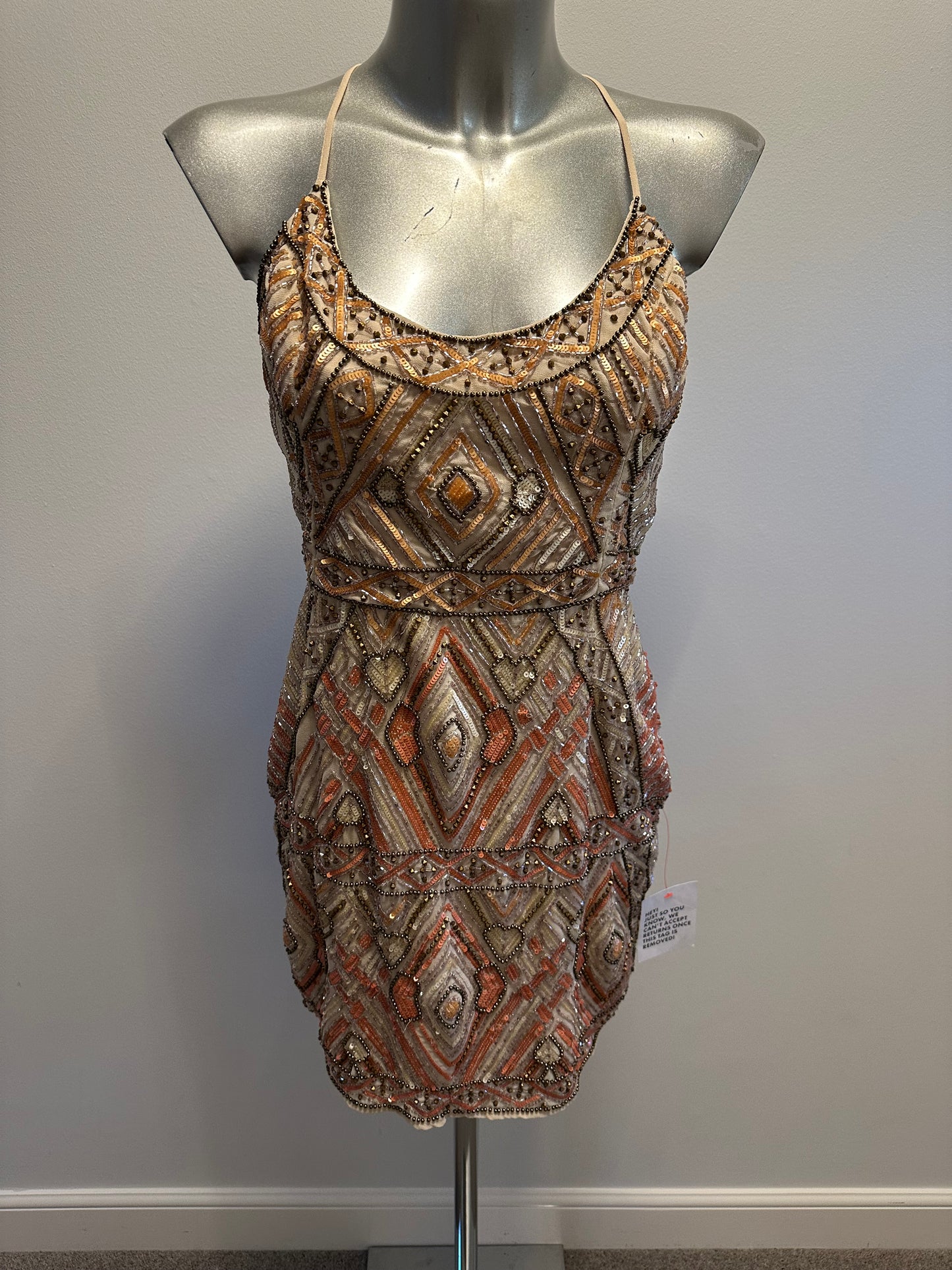 ASOS gold embellished dress size 10