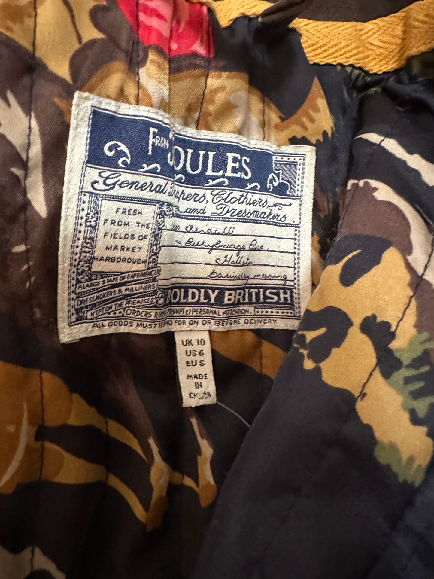 Joules navy field checked coat size 10