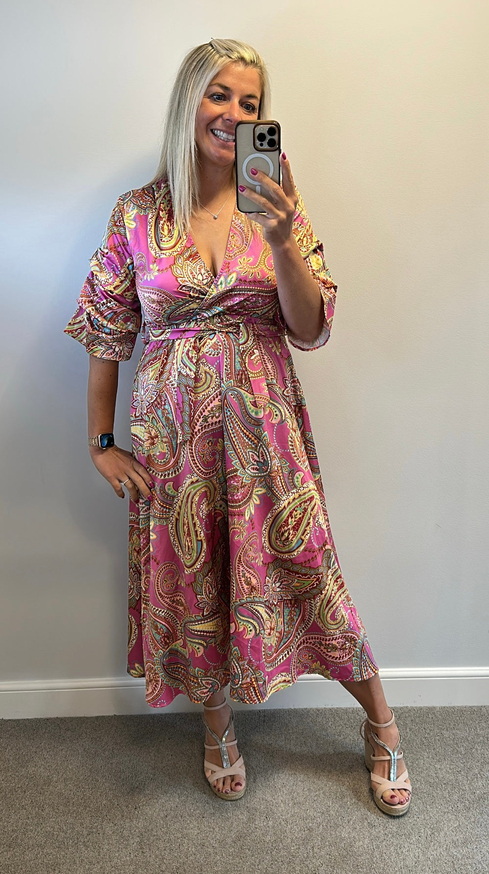 My story pink Paisley print dress one size would fit up to size 12