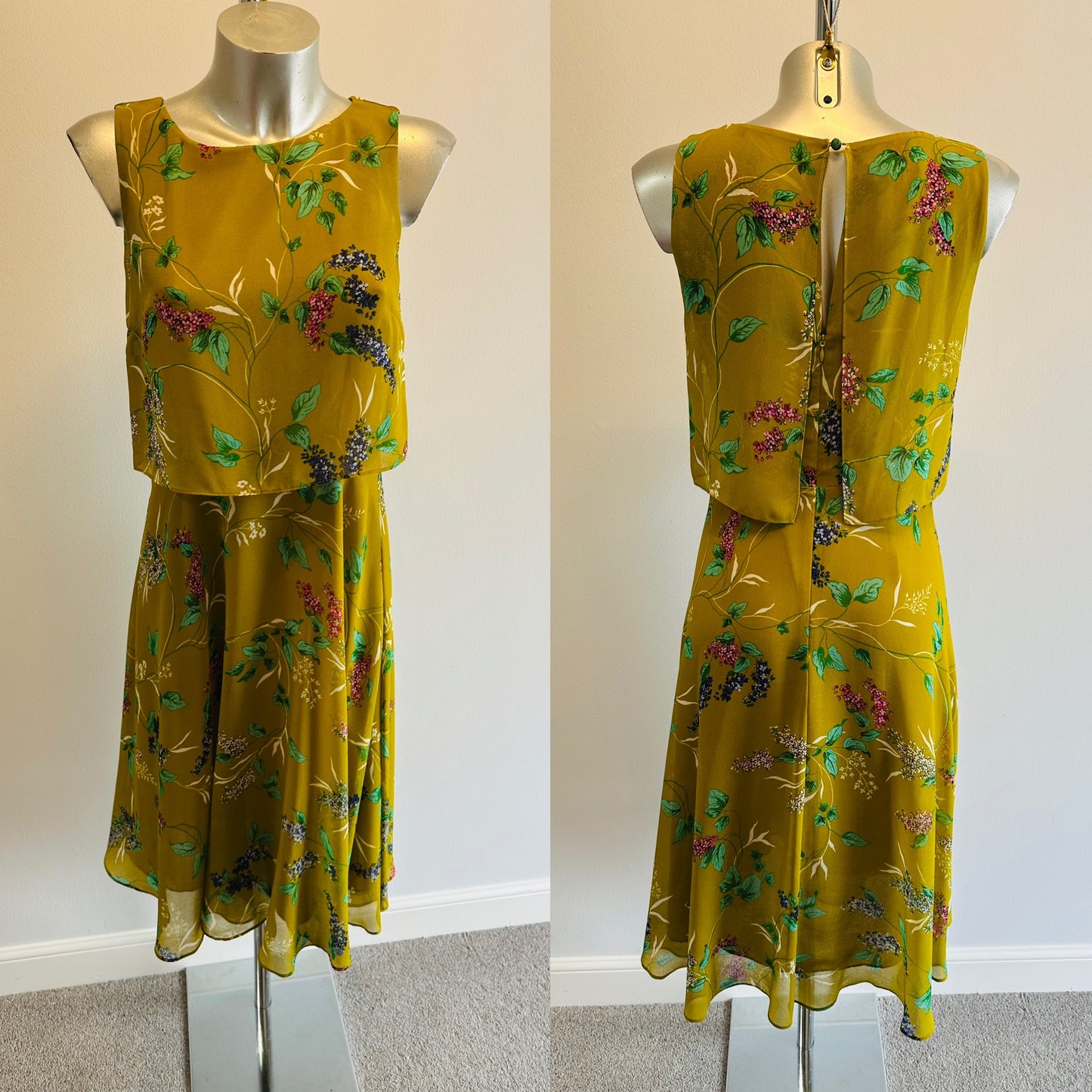 Hobbs green floral dress size 8