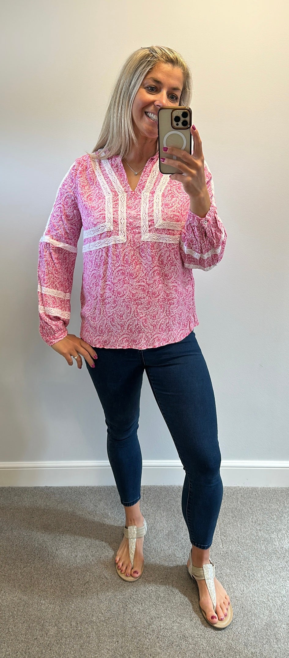 Peruna pink print top size 12