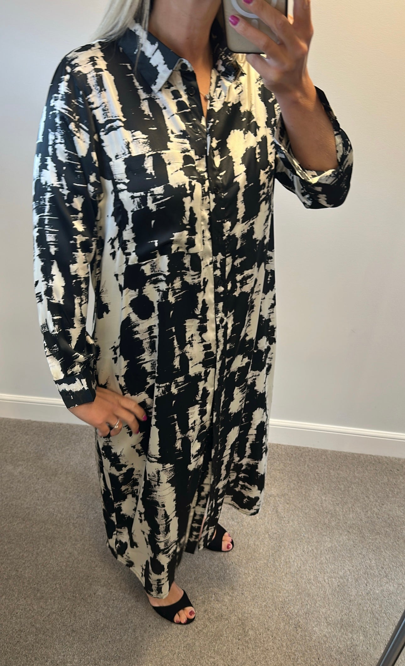 Quiz black print dress size 12