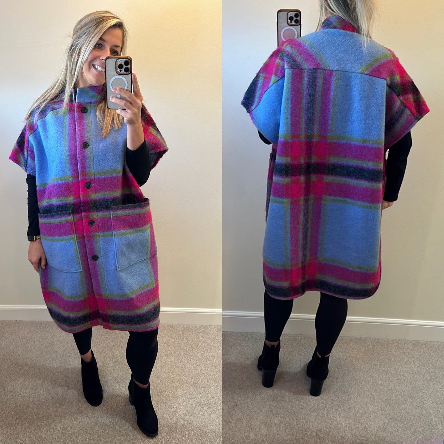 Beautiful tartan wool poncho / jacket worn once
