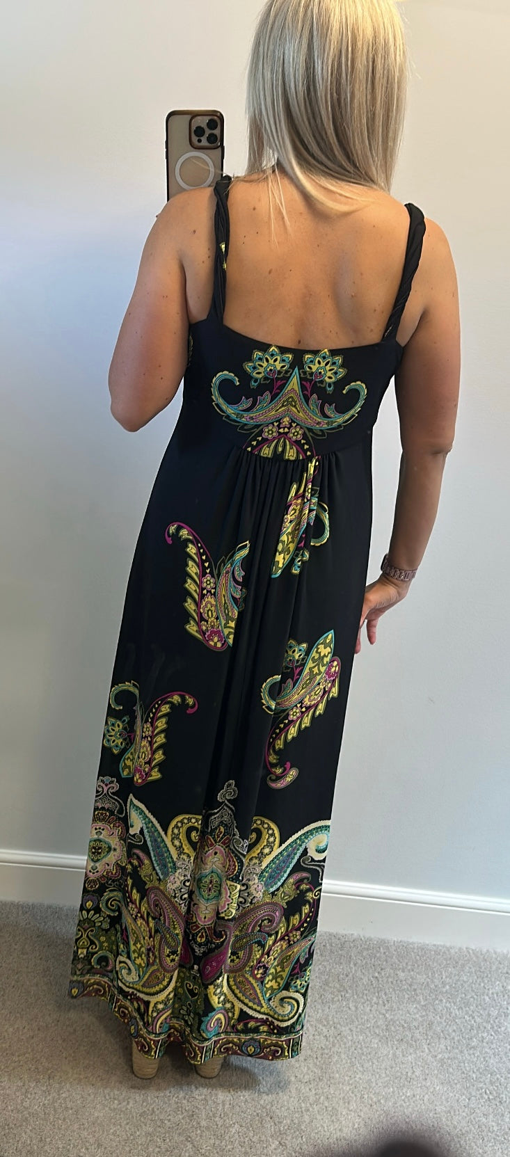 Wallis black paisley print dress size 16