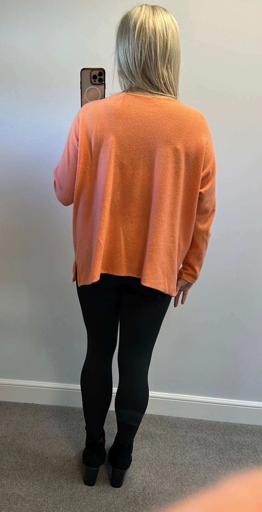 Made in Italy coral orange embellished jumper one size would fit upto size 20