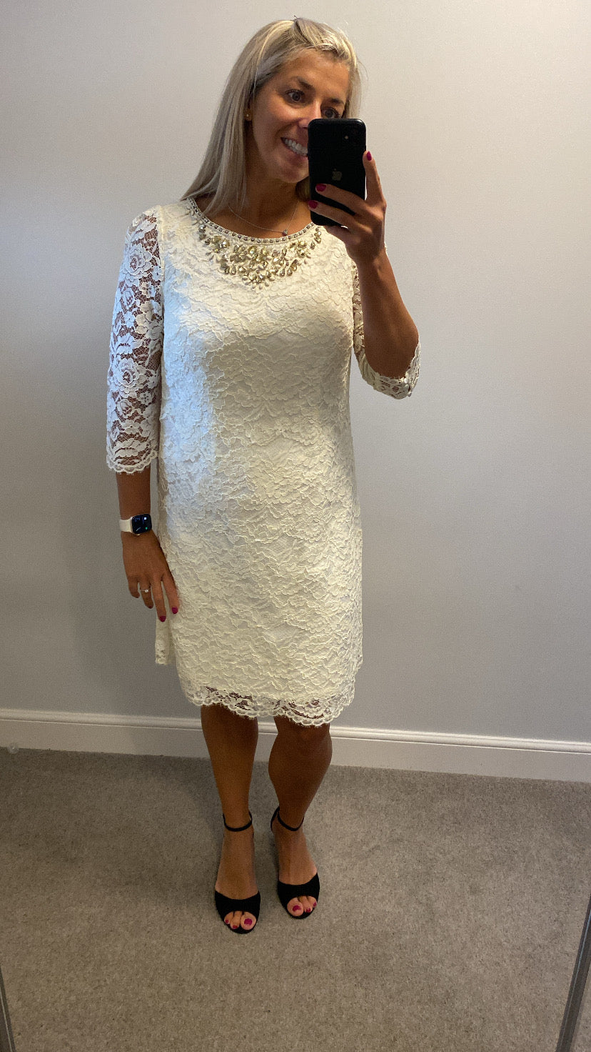 Monsoon ivory bridal lace embellished dress size 14 brand new with tags tags