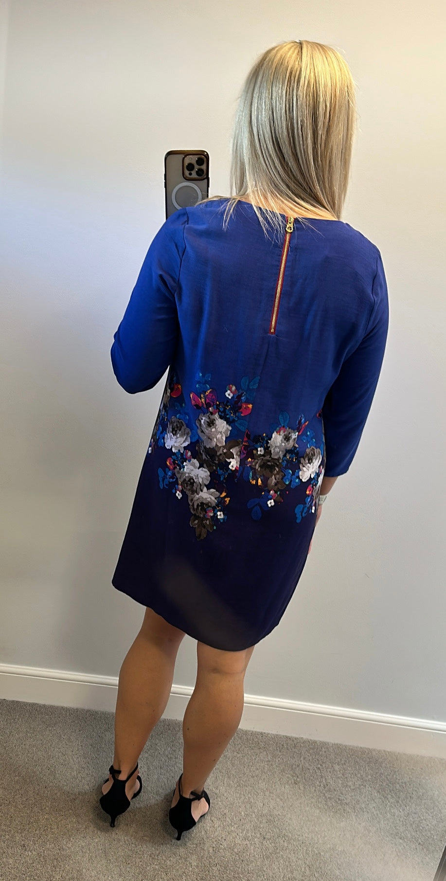 Joules blue floral dress with pockets size 14