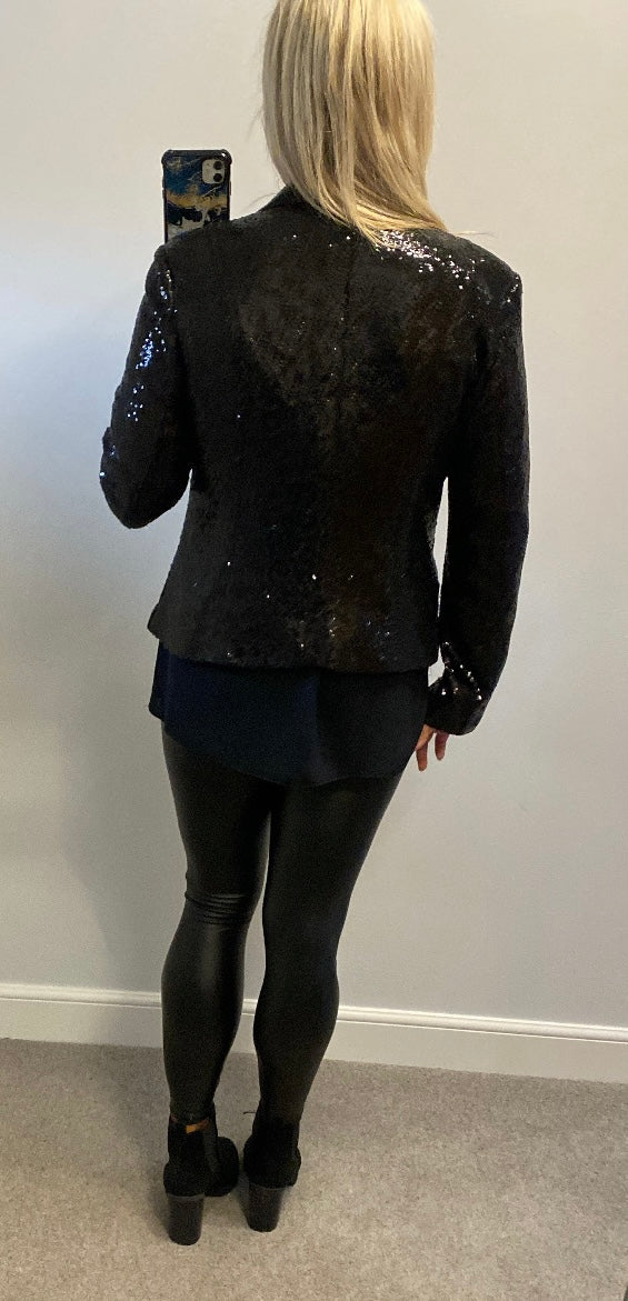 BlinQ black sequin jacket small size 18