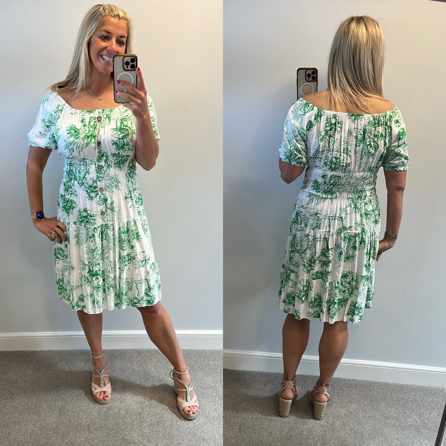 Made in Italy green print dress fit upto size 12