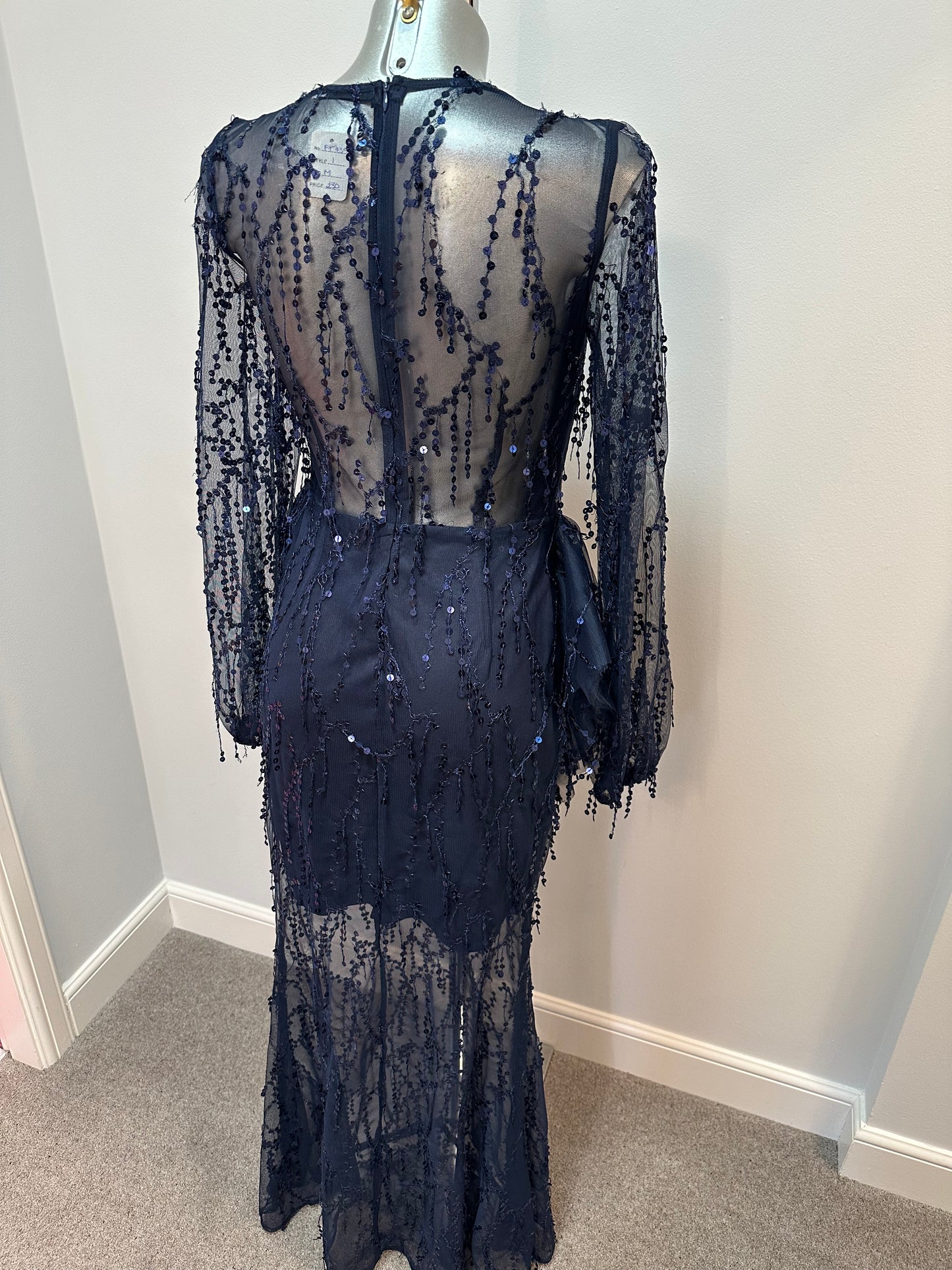 Giffniseti navy sequin evening dress size M would fit upto size 10