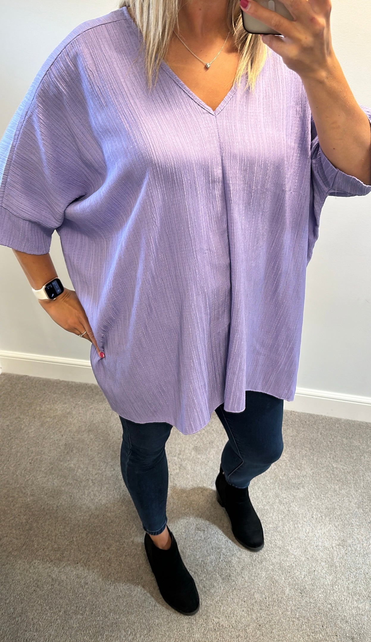 Lilac top one size would fit up to size 24