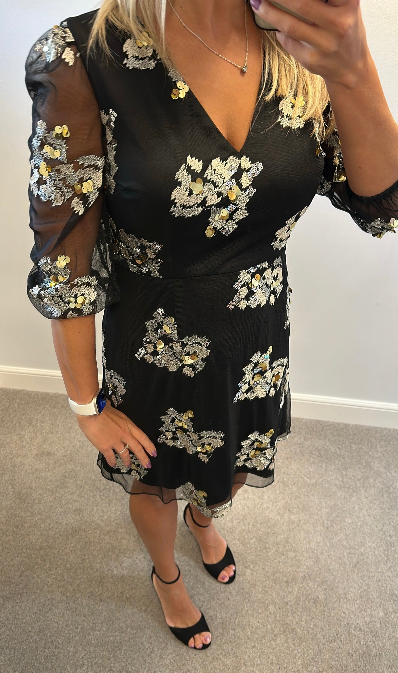Monsoon black embellished dress size 12