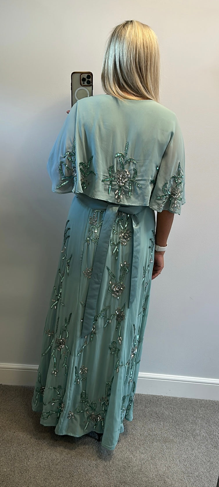 Joanna Hope Mint green sequin dress size 12