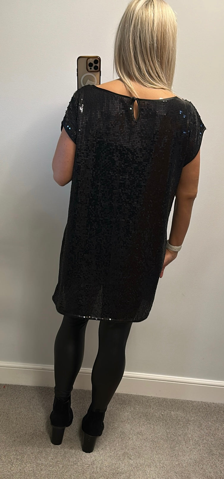 George black sequin tunic top / dress size 18