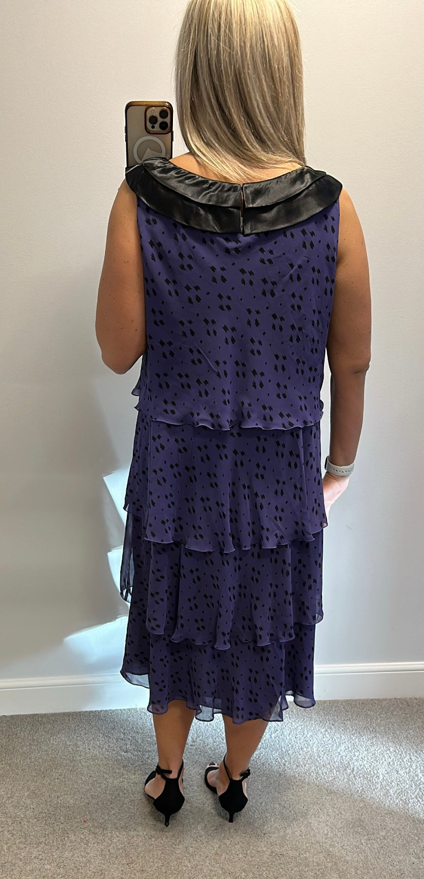 Jacques vert purple and black tiered dress size 18