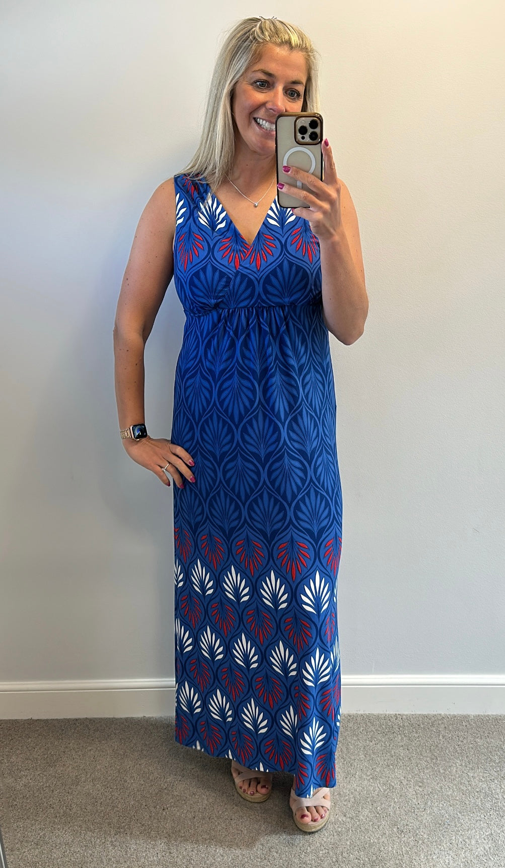 East blue maxi dress size S would fit up to size 12