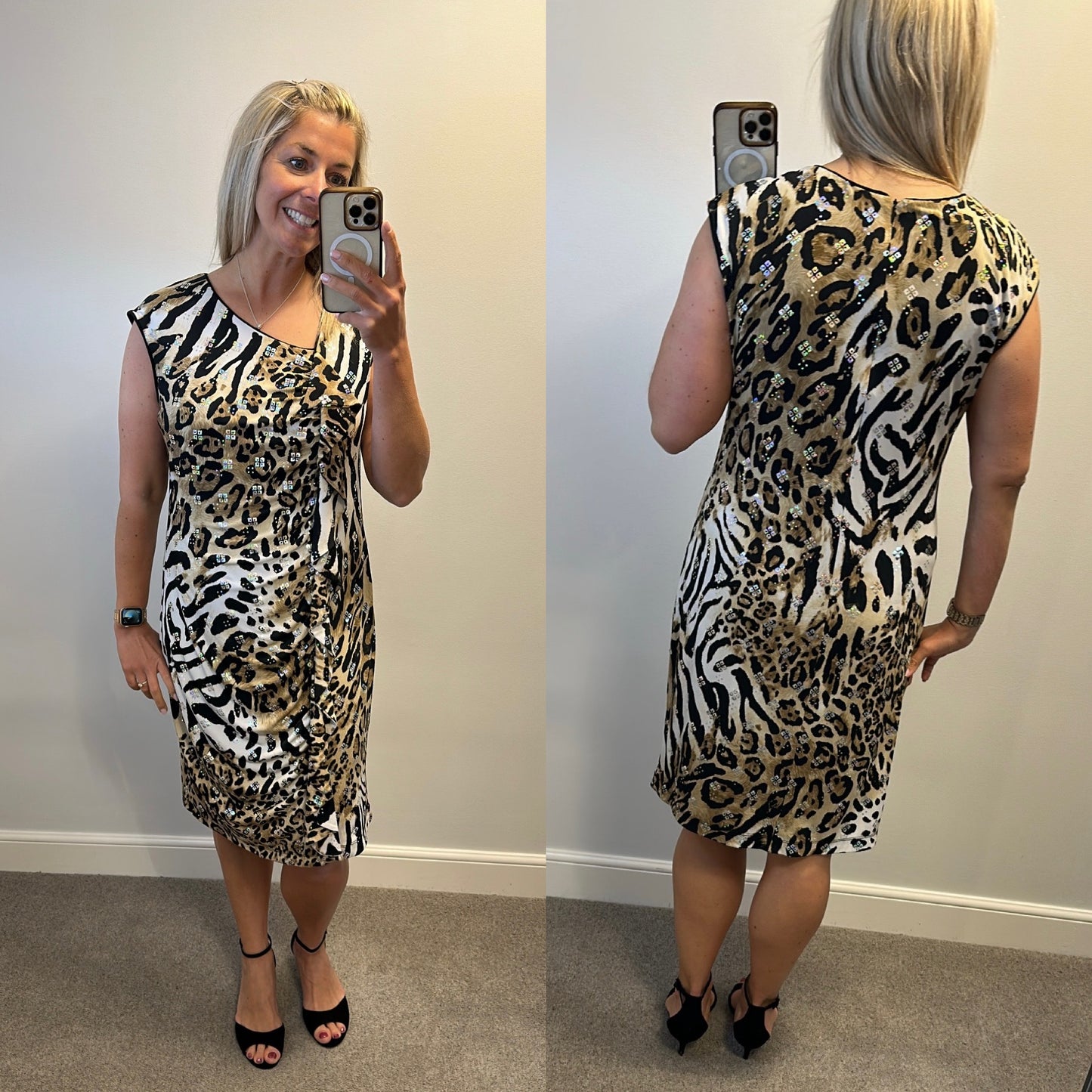 Frank Lyman animal print sequin dress size 18