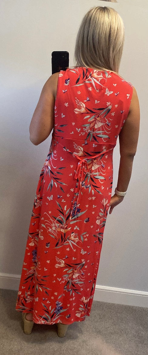 Peruna red floral maxi dress size 18