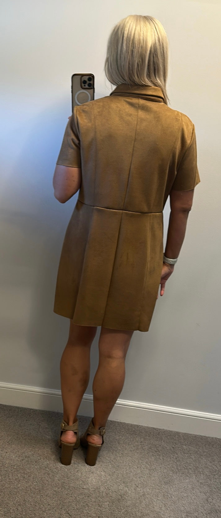 Zara beige suede style dress would fit upto size 14