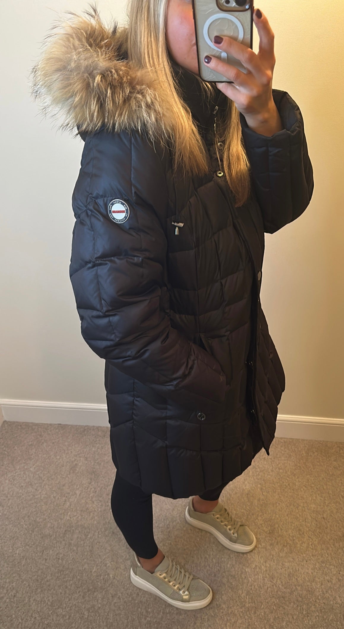 Normann square down feather quilted jacket size 18