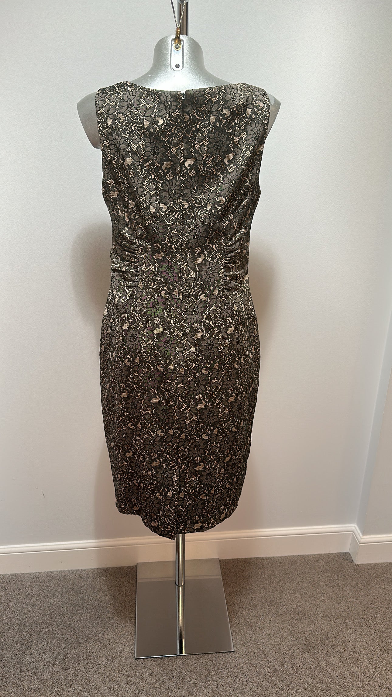 Adrianna Pappel black and beige floral print dress size 12