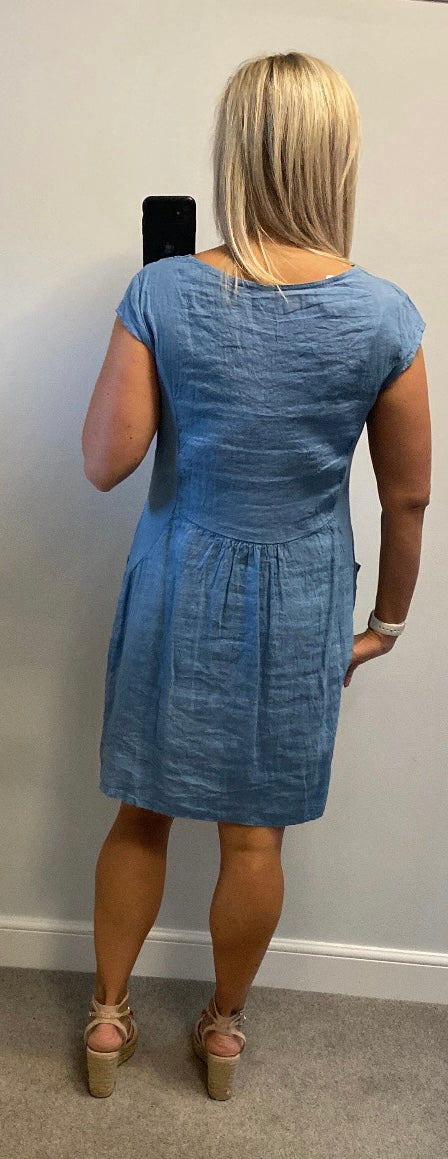 Made in Italy blue sequin dress with pockets one size fitting upto size 16