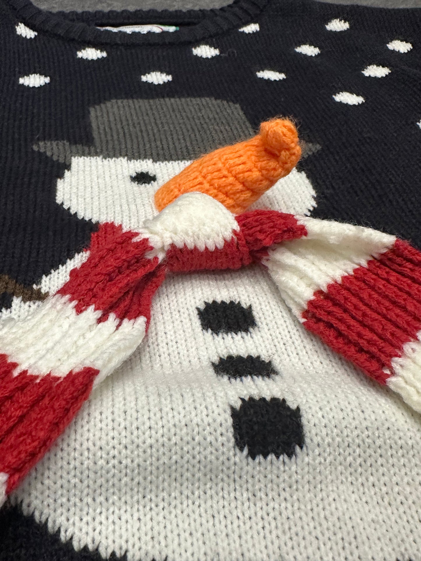 Unisex navy knitted snowman Christmas jumper size XL