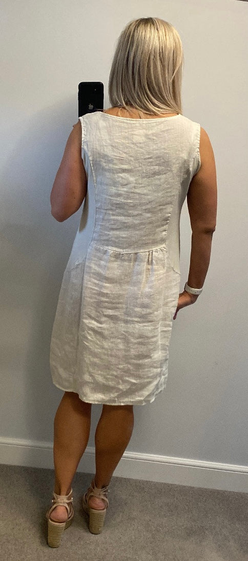 Made in Italy cream sequin dress with pockets one size fitting upto size 16