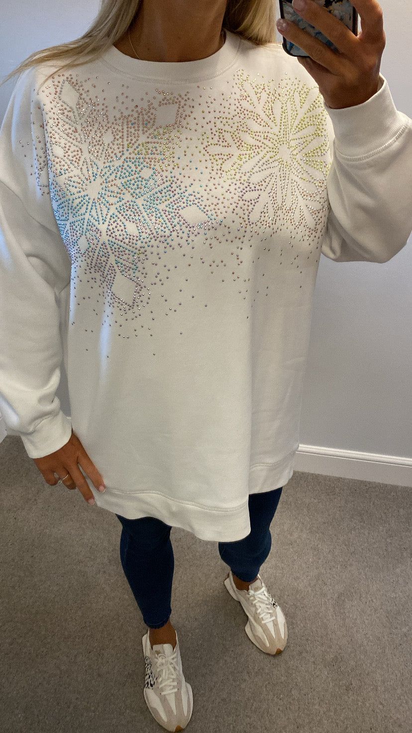 Next white embellished jumper size L would fit upto size 18