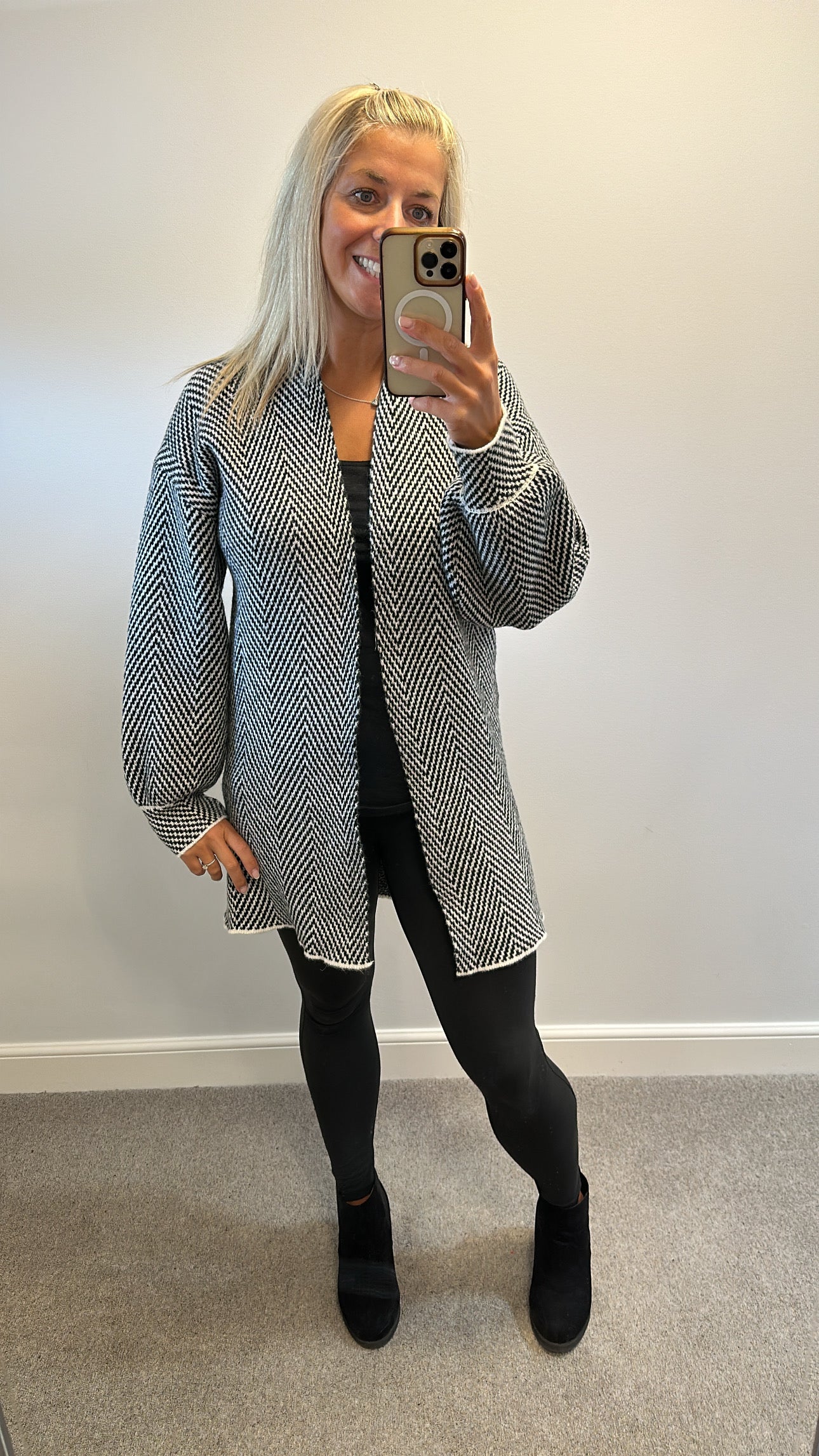 Emery rose Black stripe knit cardigan size M would fit upto size 14