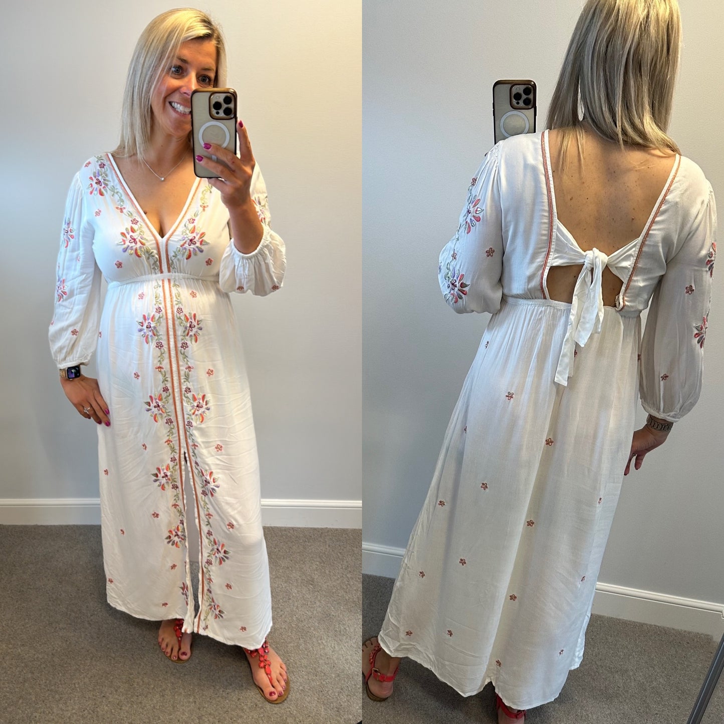 Monsoon white embroidered dress size M would fit upto size 14