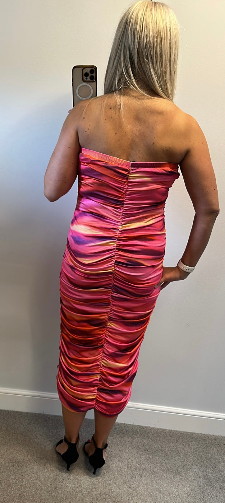Multi coloured print bandeau dress size L would fit upto size 12