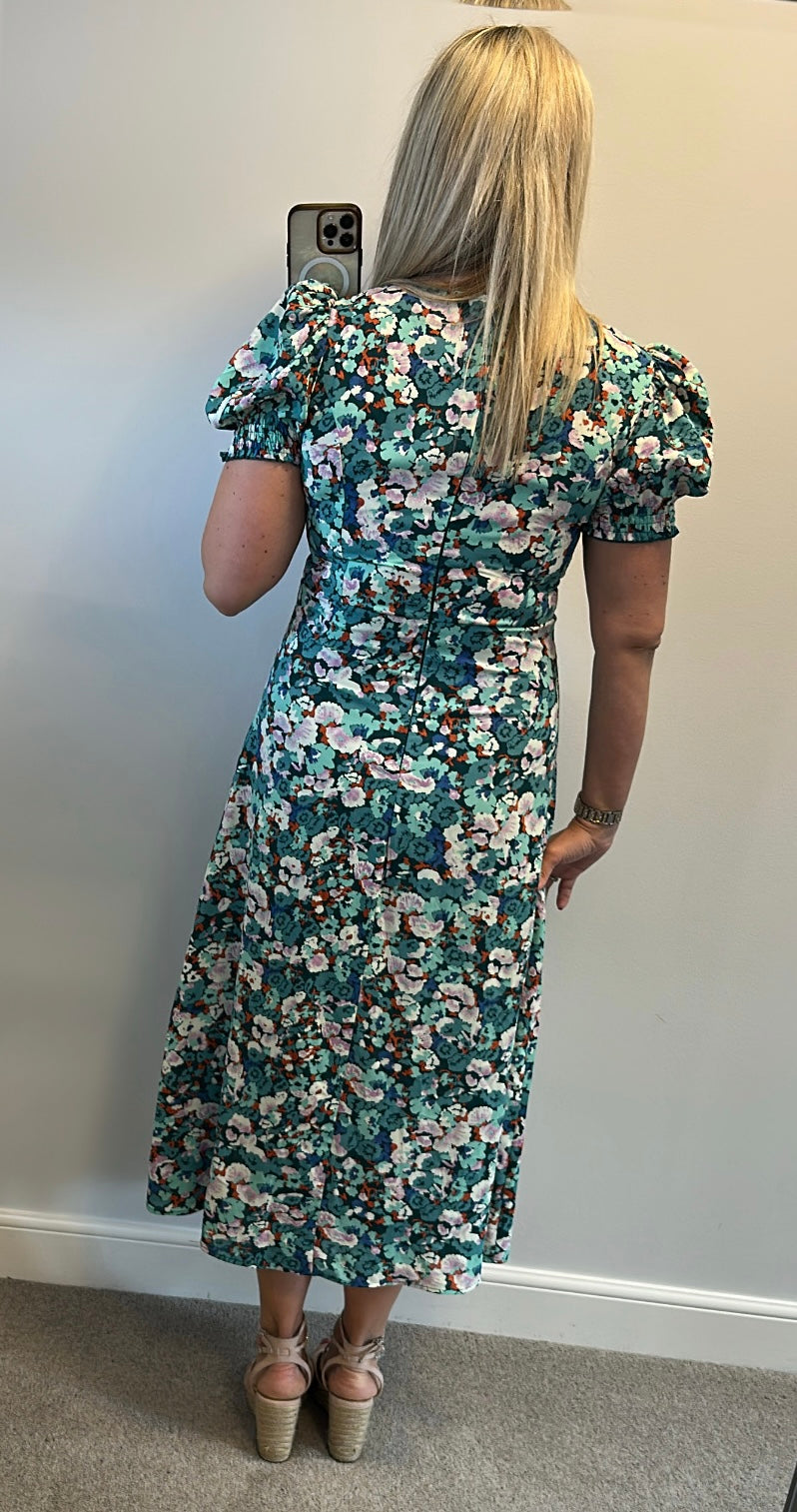 Girl in mind turquoise blue floral dress size 12