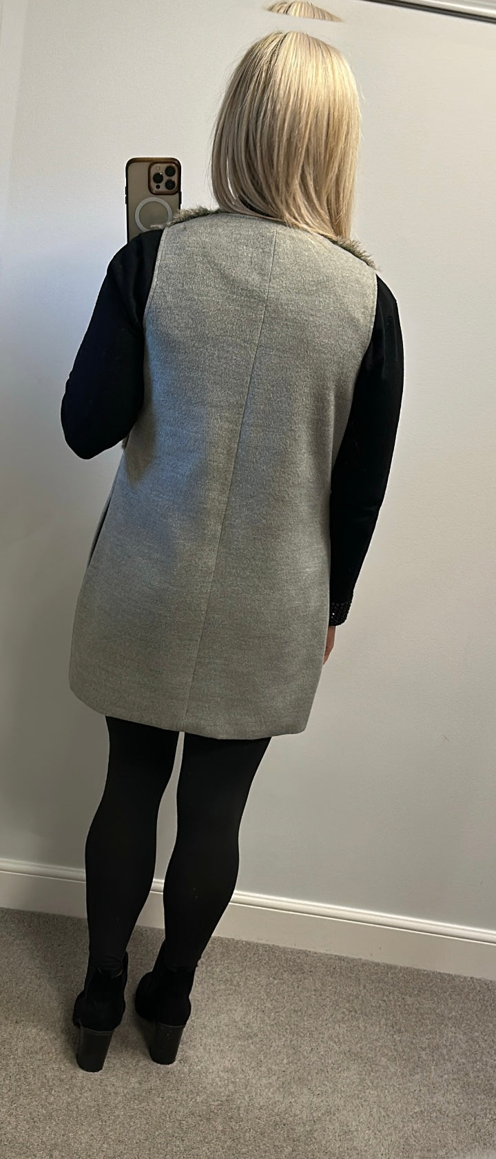 New look grey faux fur gilet size 10