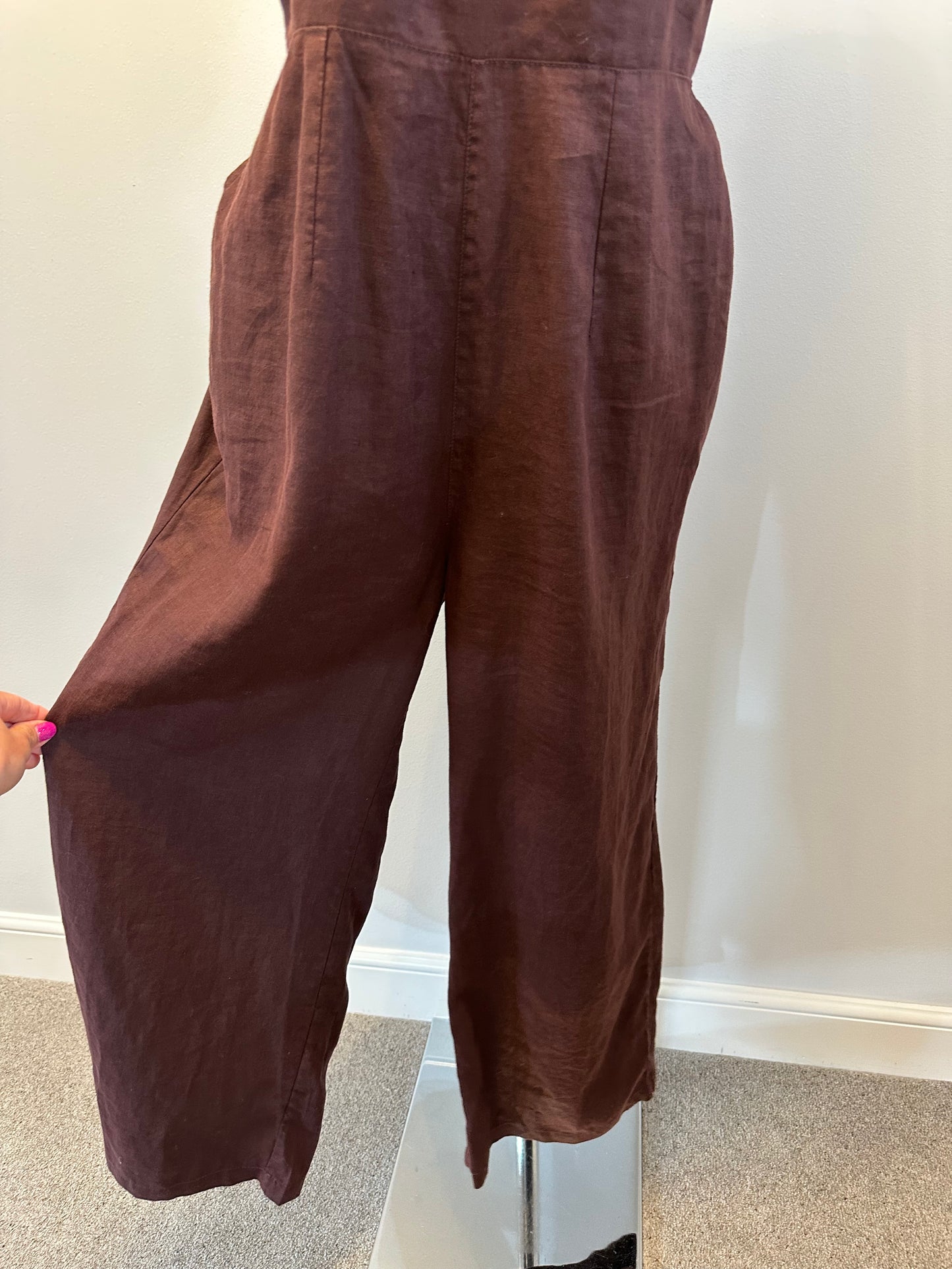 Fat face brown jumpsuit with pockets size 10