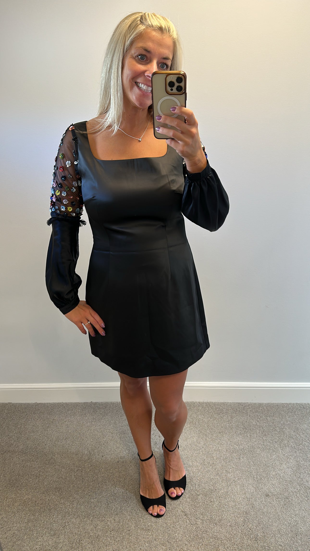 French connection black sequin dress size 12